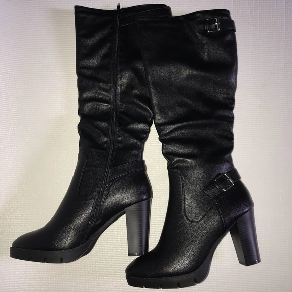 NEW Black Knee High Platform Boots - Picture 1 of 4
